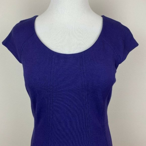 DVF Diane Von Furstenberg Dress 4 Sheath Purple Cap Sleeve Career Office - Picture 2 of 12